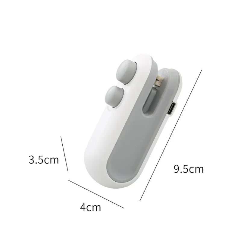 White and gray electronic device with dimensions labeled on a white background